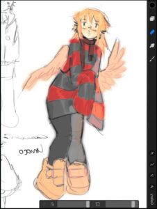 a painting of a woman on a skateboard