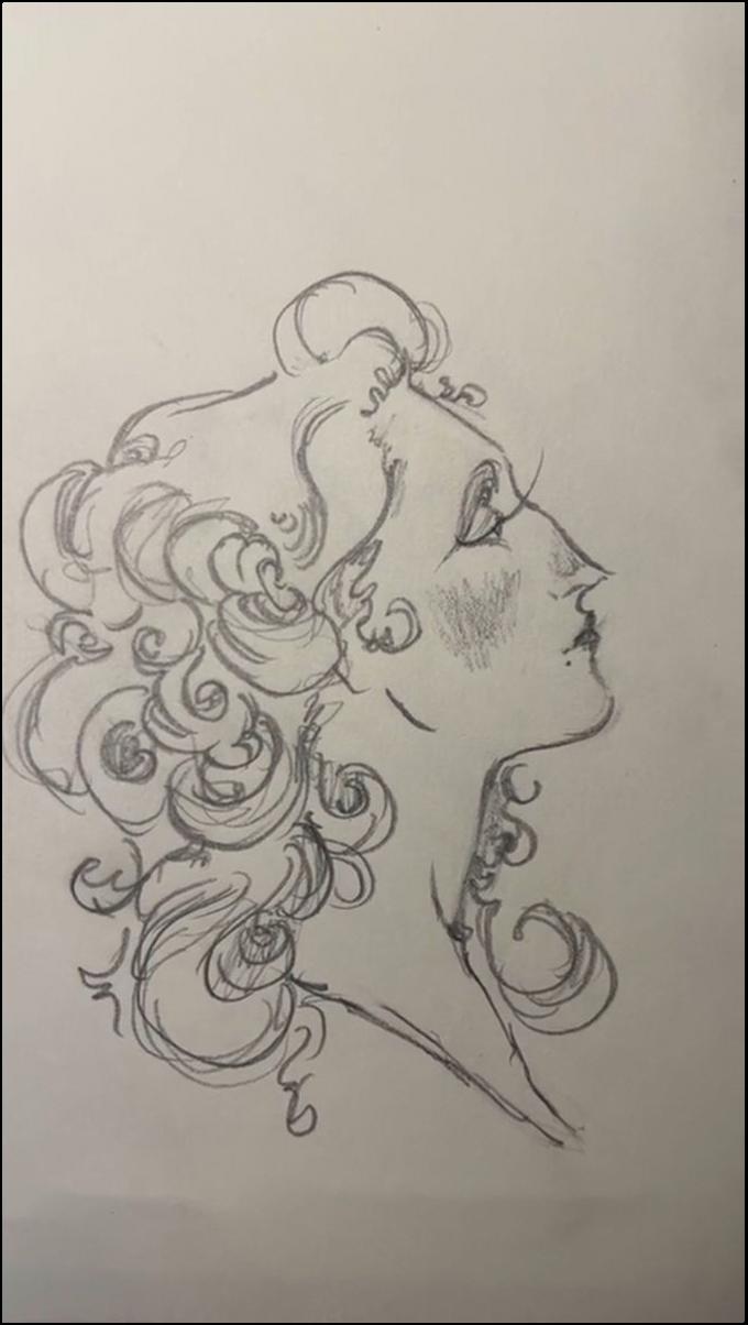 a painting of a painting of a man with a black and white striped shirt