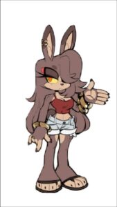 Rabbit with Brown Fur, Red Top, and White Shorts Rabbit with Brown Fur, Red Top, and White Shorts