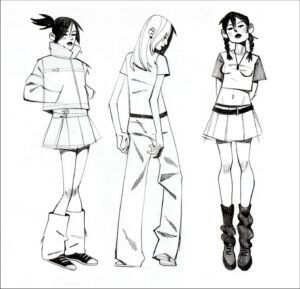 two photos of a woman dressed in white and black