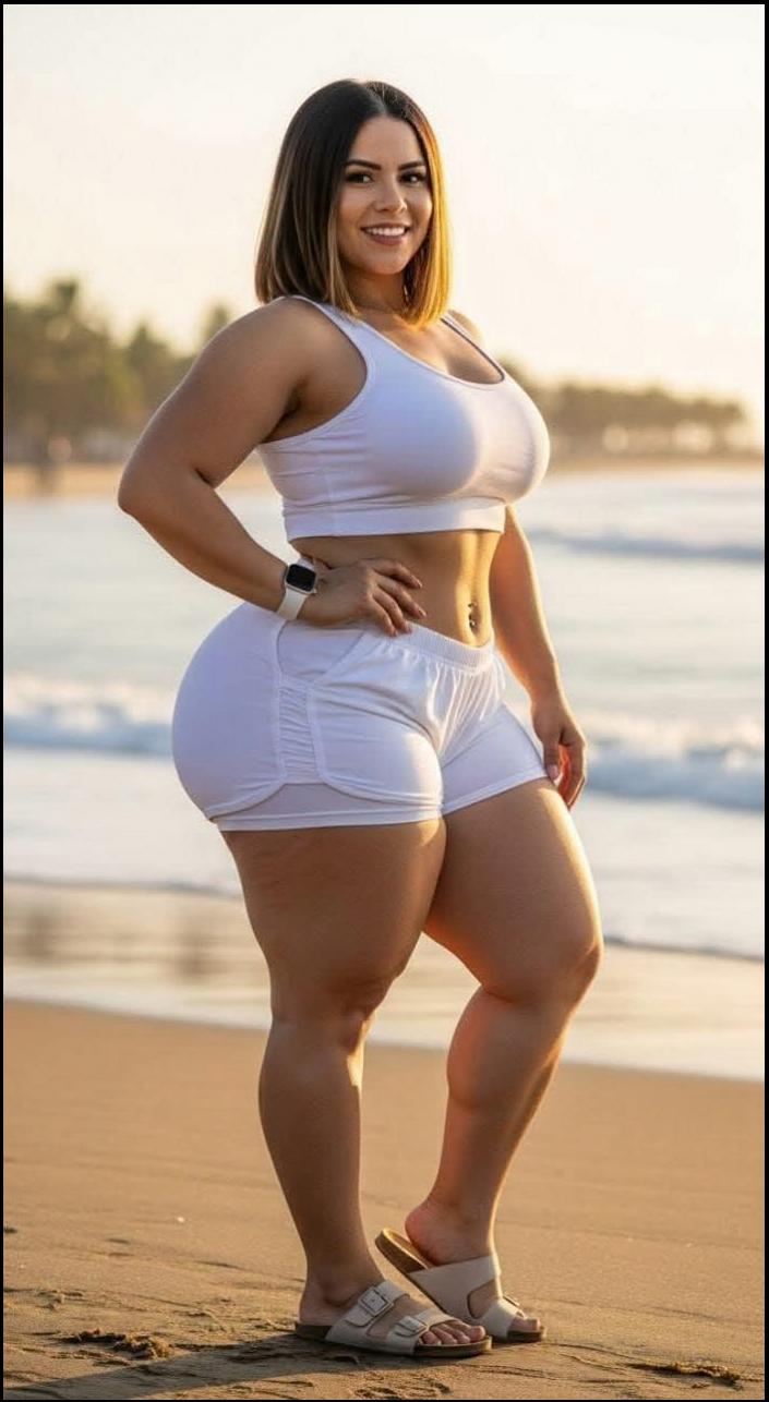 a woman in a bikini standing on a beach