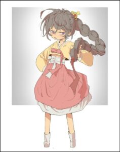 a doll with a red head and a red head and a pink head