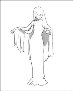 a painting of a woman in a black and white photo