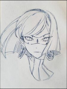 a painting of a woman with a bird on her back