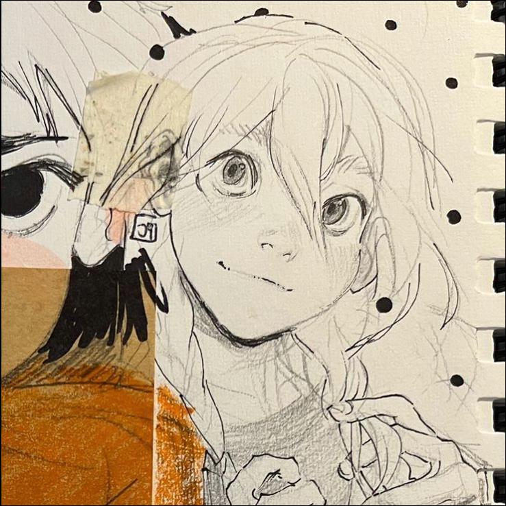 a painting of a woman with a picture of a bear on it