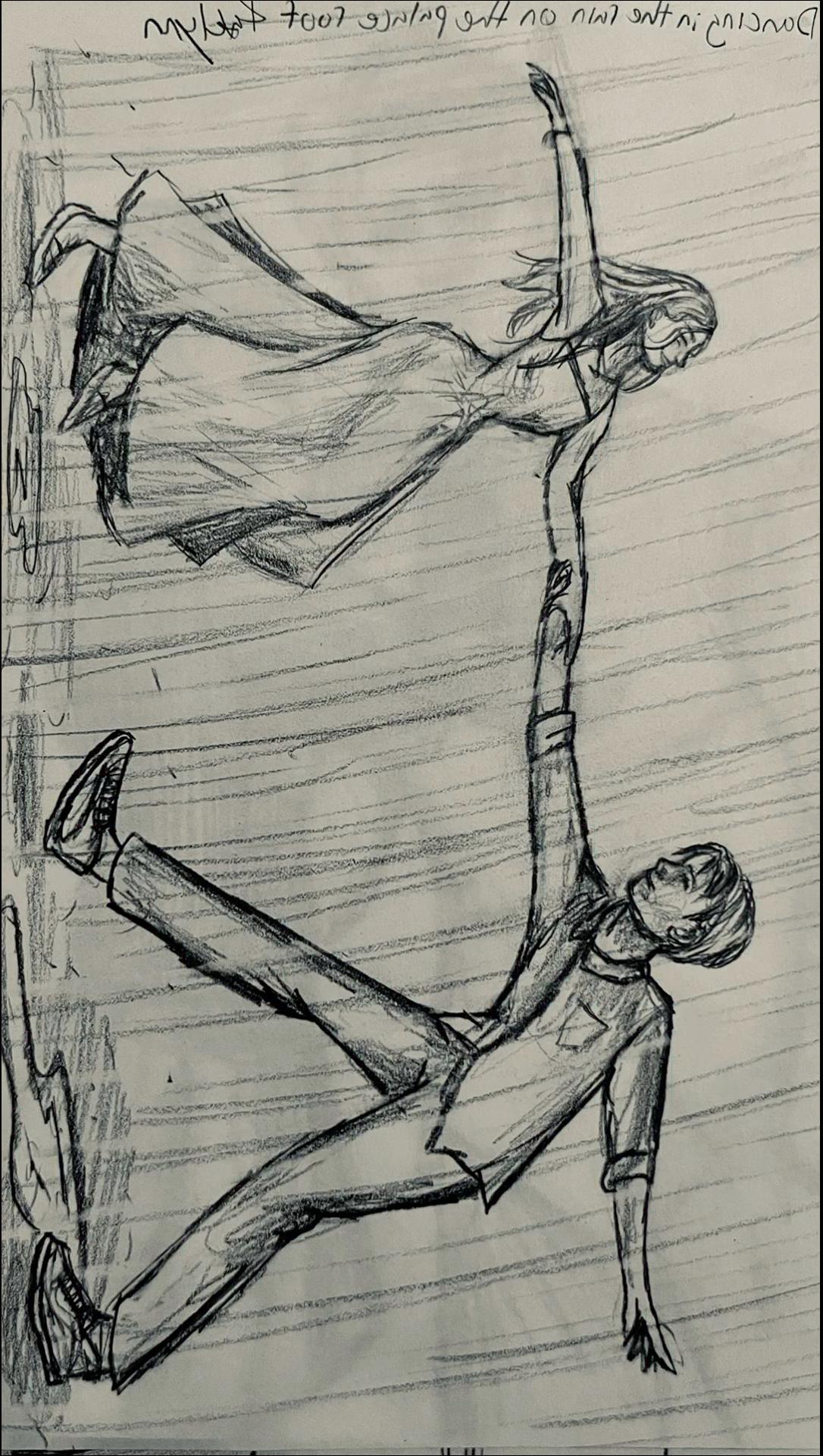 a painting of a man with a bird on his head