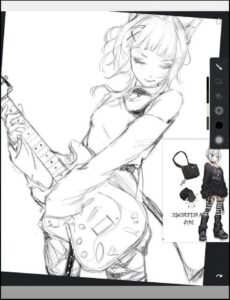 a painting of a woman holding a painting of a man