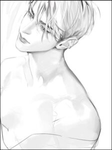 a woman is holding a glass in a painting