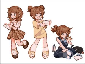 a doll and a doll girl are posed for a picture