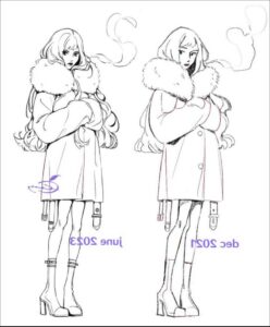 a painting of a woman holding a white and blue teddy bear