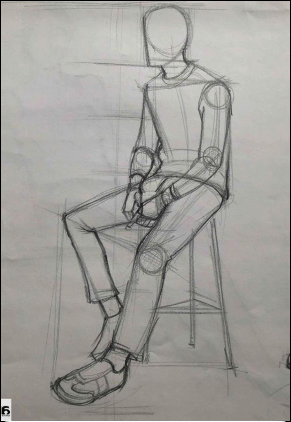 a painting of a person sitting on a bench