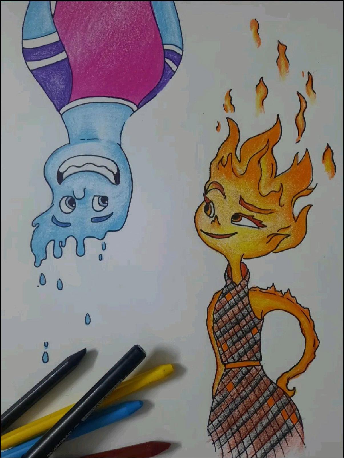 a painting of a painting of a person holding a kite