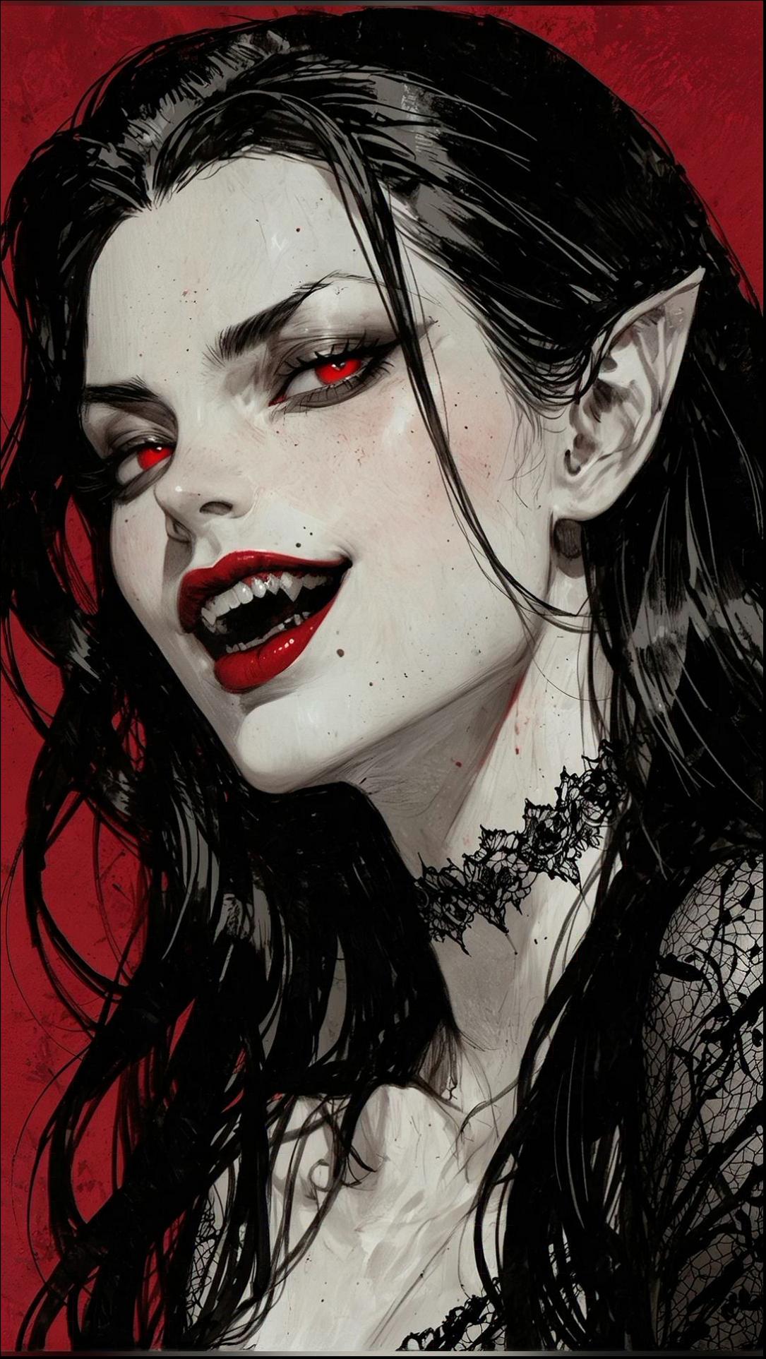 a woman with a red hair and a red tie