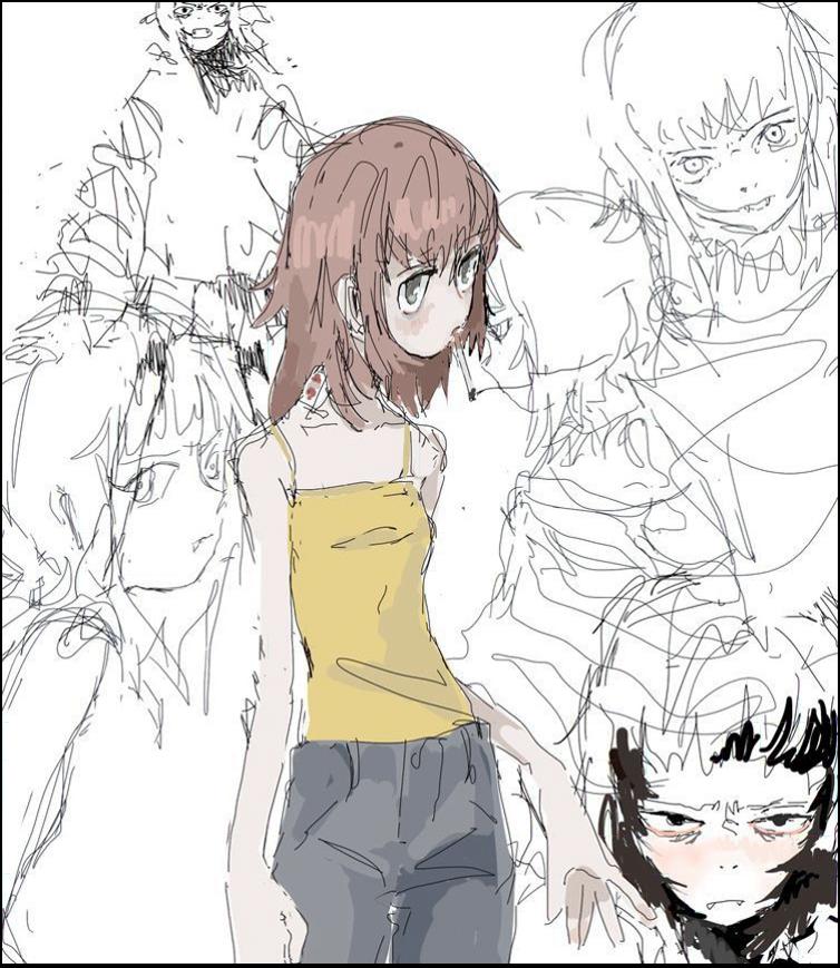 a woman in a black dress with a red headband