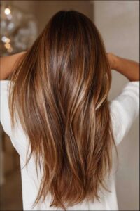 a woman is looking at the camera while she is brushing her hair