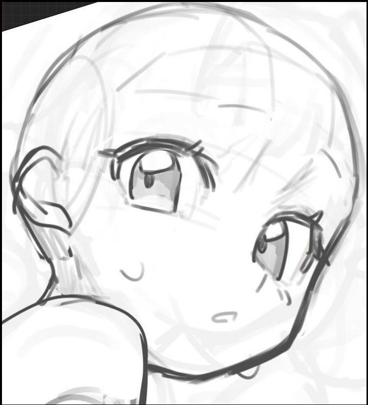 a painting of a person with a black and white photo