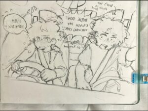 a painting of a man with a picture of a bear on it