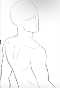 a painting of a person with a black and white background