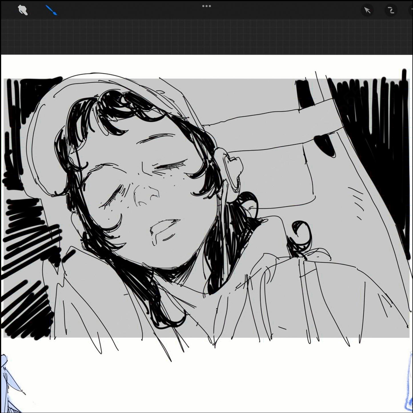 a painting of a man with a picture of a cat on it