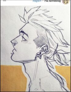 a painting of a man with a bird on his head