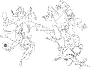 a painting of a group of trees with a man on a horse