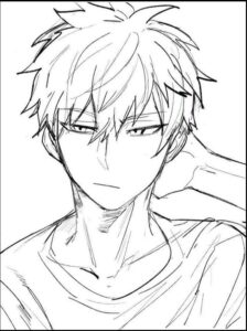 a painting of a man with a black and white striped neck tie