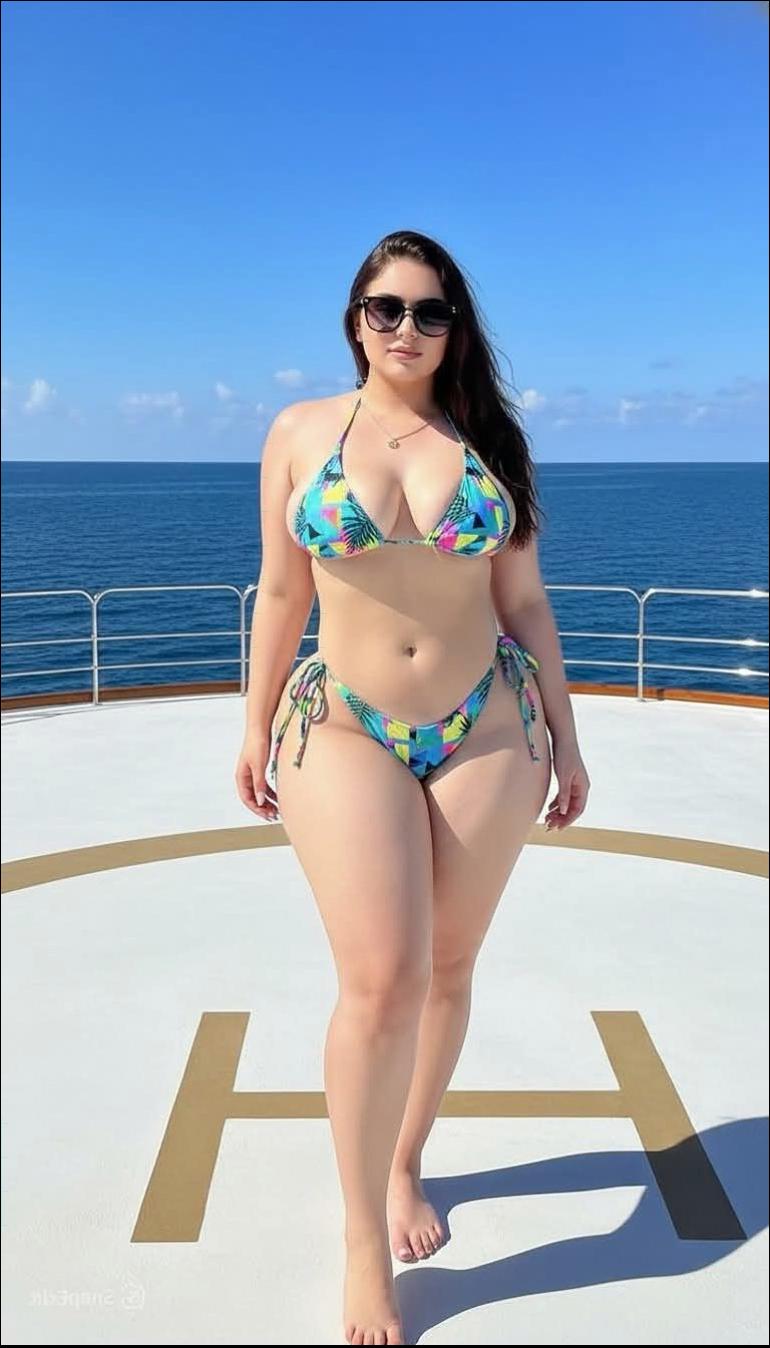 a woman in a bikini standing on a beach