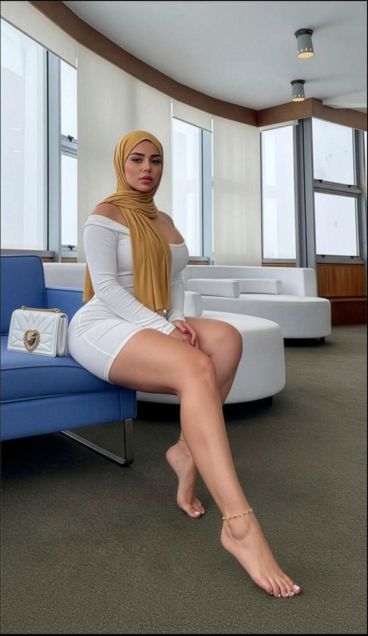 a woman in a white dress sitting on a bed