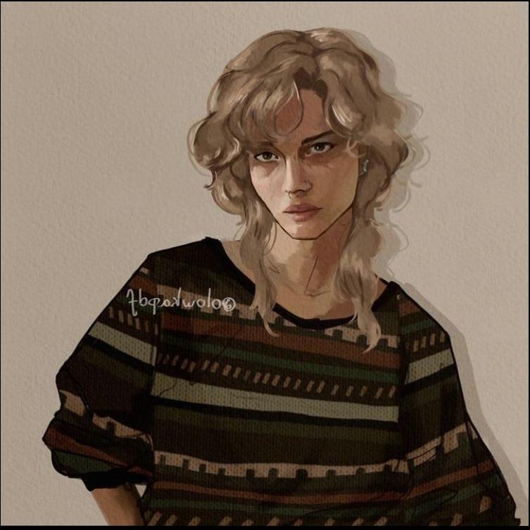 a woman with a black and white striped shirt