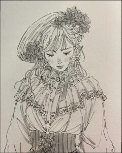 a woman is holding a small child in a flower arrangement