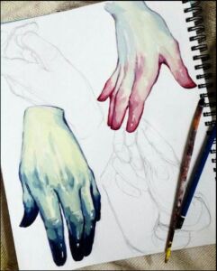 a painting of a person holding a painting