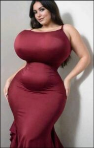 a woman in a red dress is posing for a picture