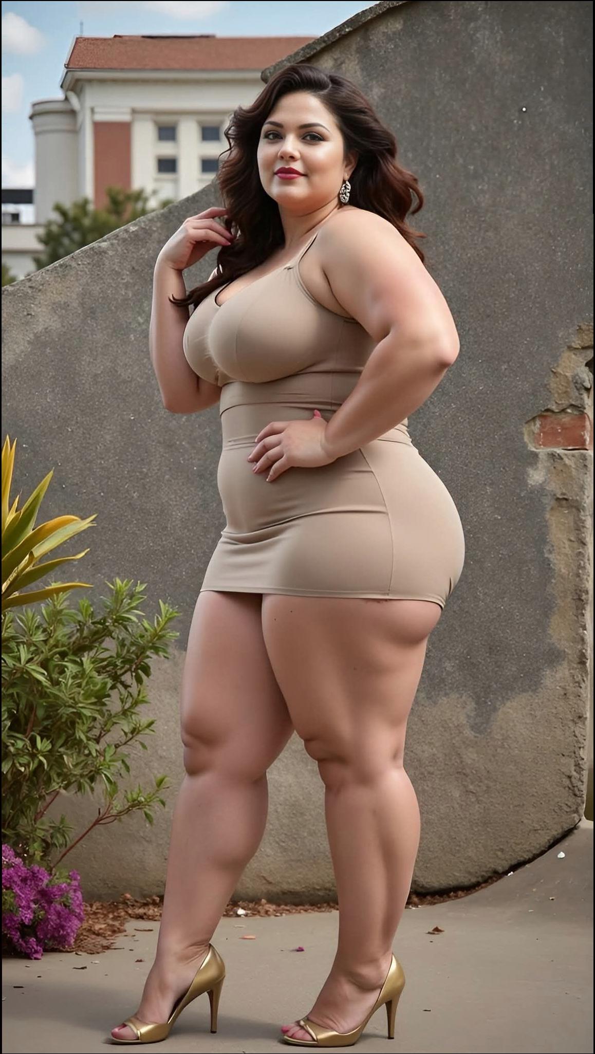 a woman in a white dress holding a white and black object