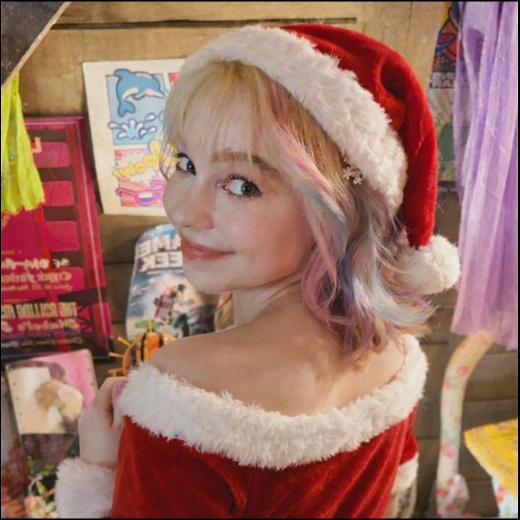 a woman wearing a red hat and a red scarf