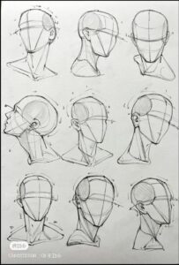 a painting of a group of people holding a pair of scissors