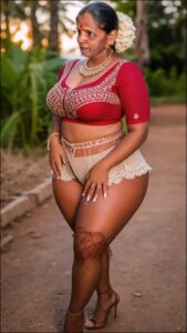 a woman in a red dress is posing for a picture