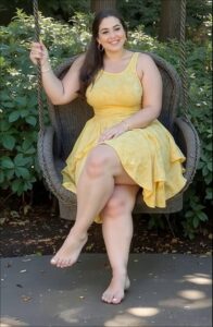 a woman in a red dress holding a wooden stick