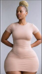 a woman in a white dress and a black and white t-shirt