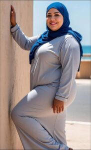 a woman wearing a blue shirt and blue jeans