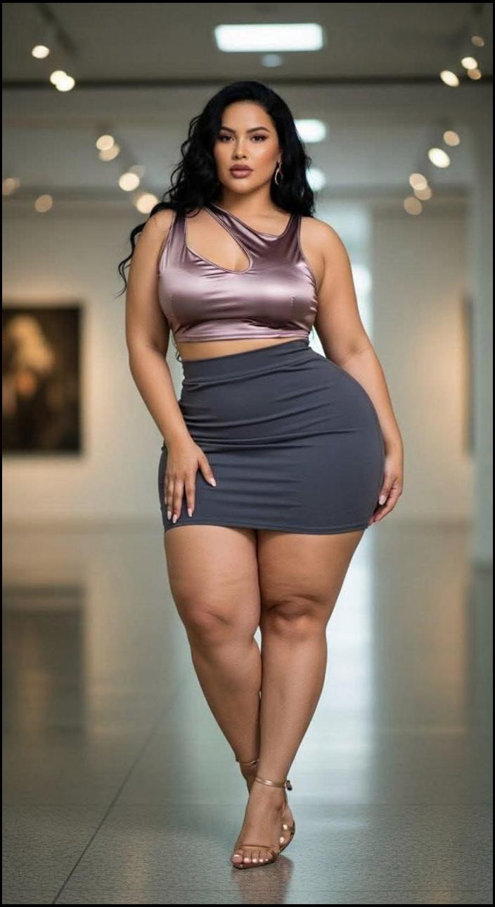 a woman in a black dress standing in a room