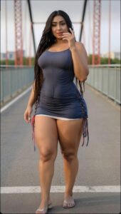 a woman is walking down the street with a cell phone