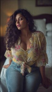 a woman is posing for a picture