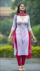 a woman dressed in a red dress and holding a red umbrella